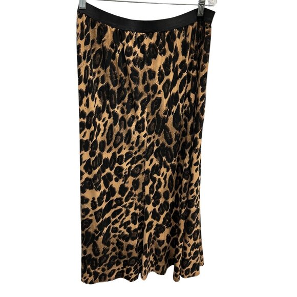 Hot n Hollywood Leopard Print Midi Skirt Elastic Waist Size Medium - Picture 2 of 9